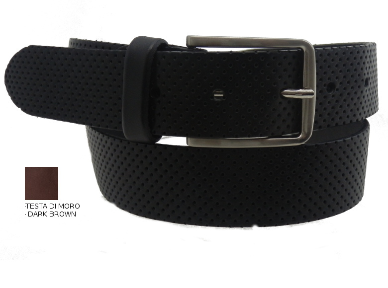 Cintura in Cuoio Traforata - Testa di Moro - 35mm